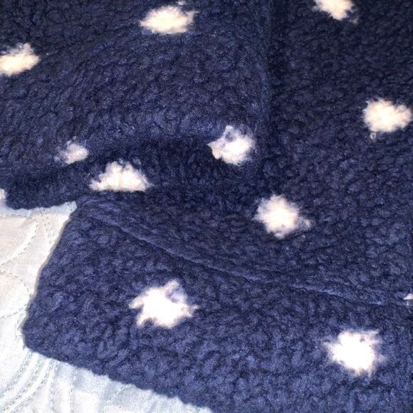 Croft & Barrow XL Navy Polka Dot Faux Fur Jacket Front Zip Polyester Winter Wear - Picture 5 of 8